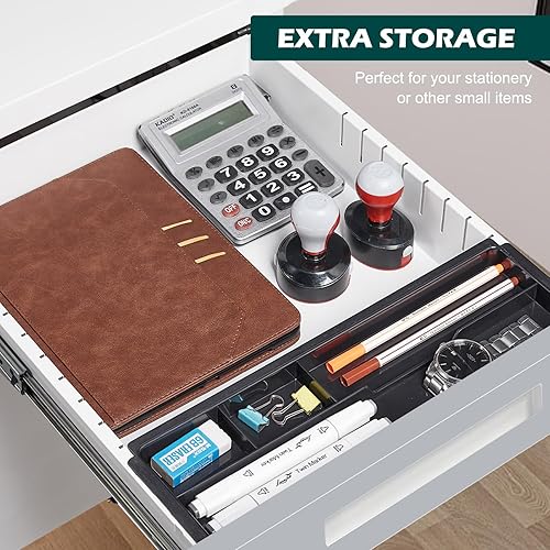 Miniatura 7 de Archivador de metal de 3 cajones, archivador vertical móvil debajo del escritorio con diseño antiinclinación que se adapta a tamaño cartalegalA4