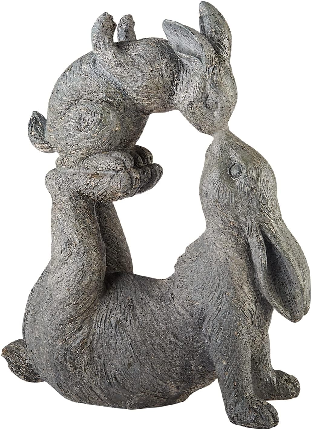 ART & ARTIFACT Kissing Rabbits Garden Sculpture - Parent Child Bunny Yard Decor