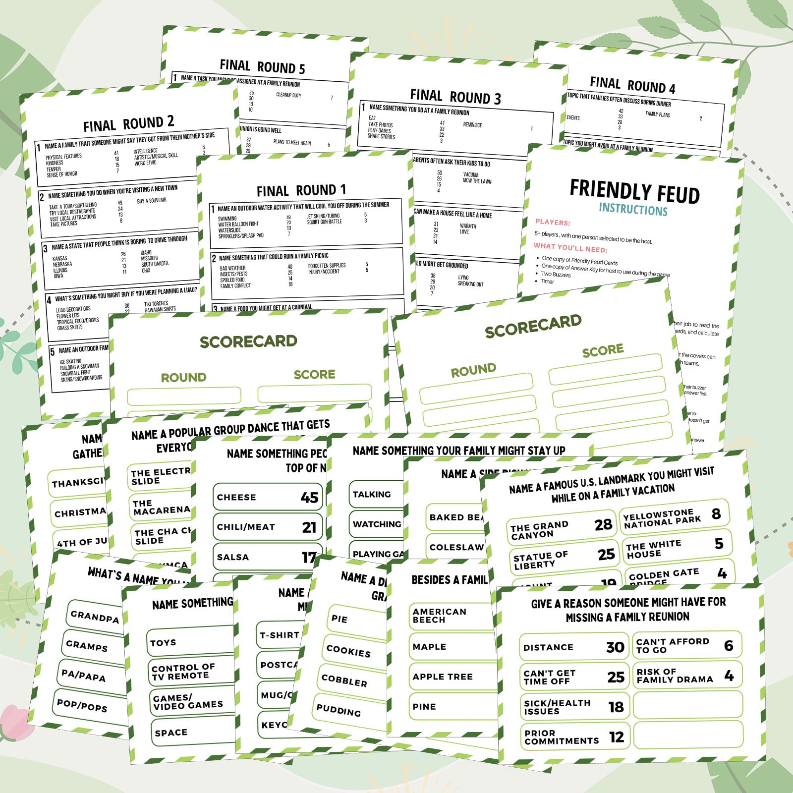Gioco di feud amichevole per riunioni di famiglia, con 2 cicalini di risposta, carte feud per gioco notturno divertente quiz per gruppi di feste team building (colorato, famiglia)