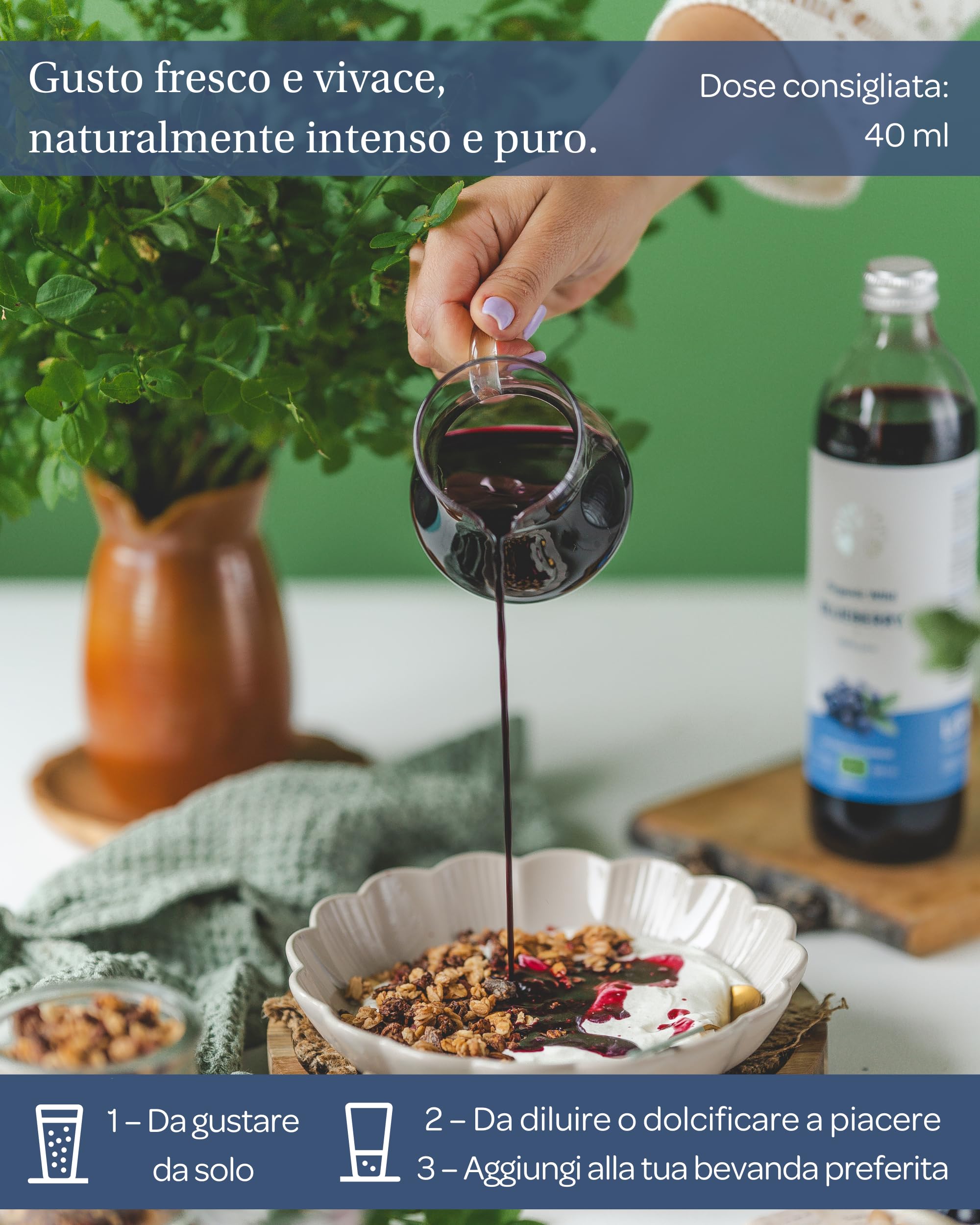 Succo di mirtillo selvatico biologico LOOV – 100% puro, non da concentrato, spremuto a freddo da bacche nordiche raccolte in natura, senza acqua né zuccheri aggiunti – 6 x 500 ml