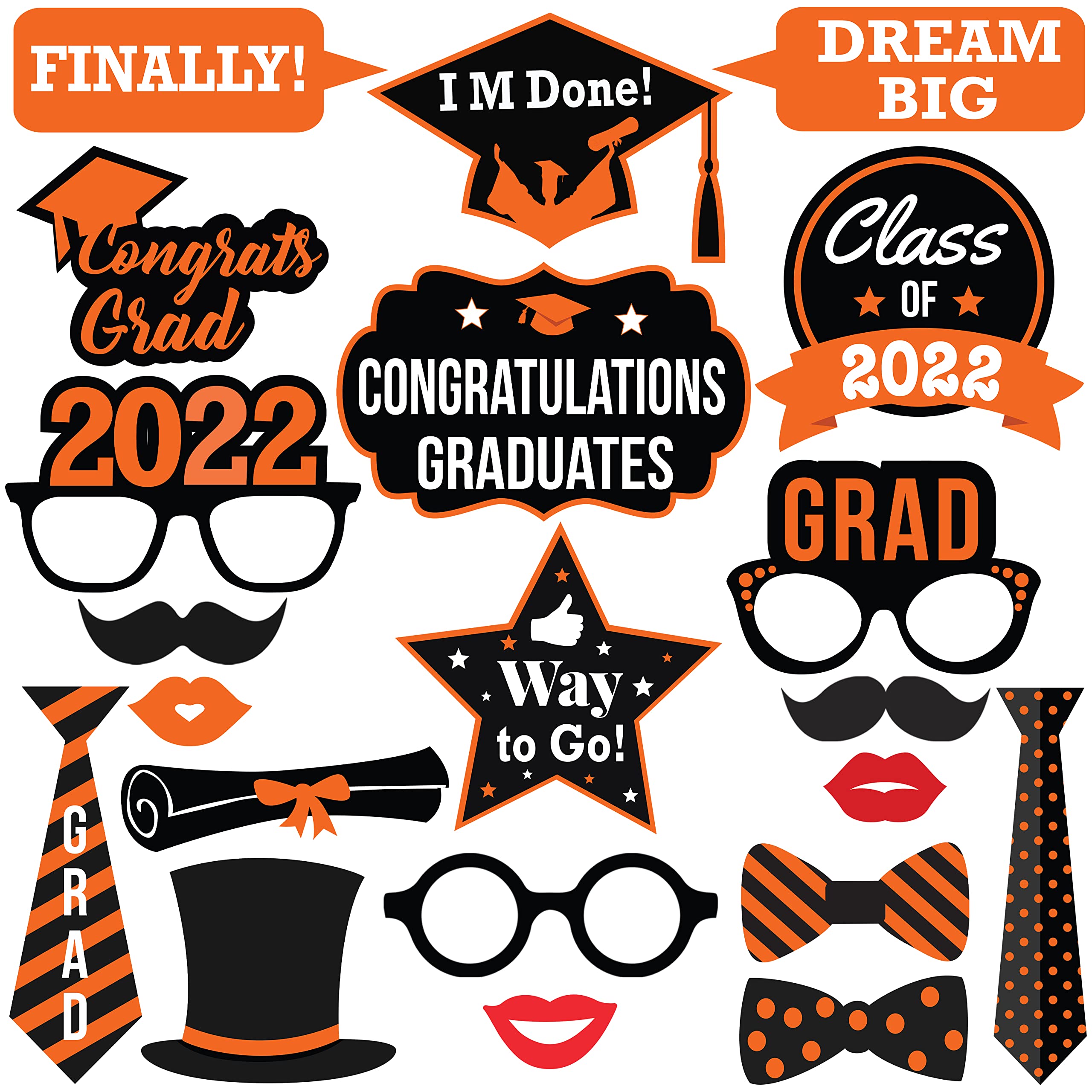 Buy Orange Graduation Photo Booth Props 2022 Graduation Props 2022