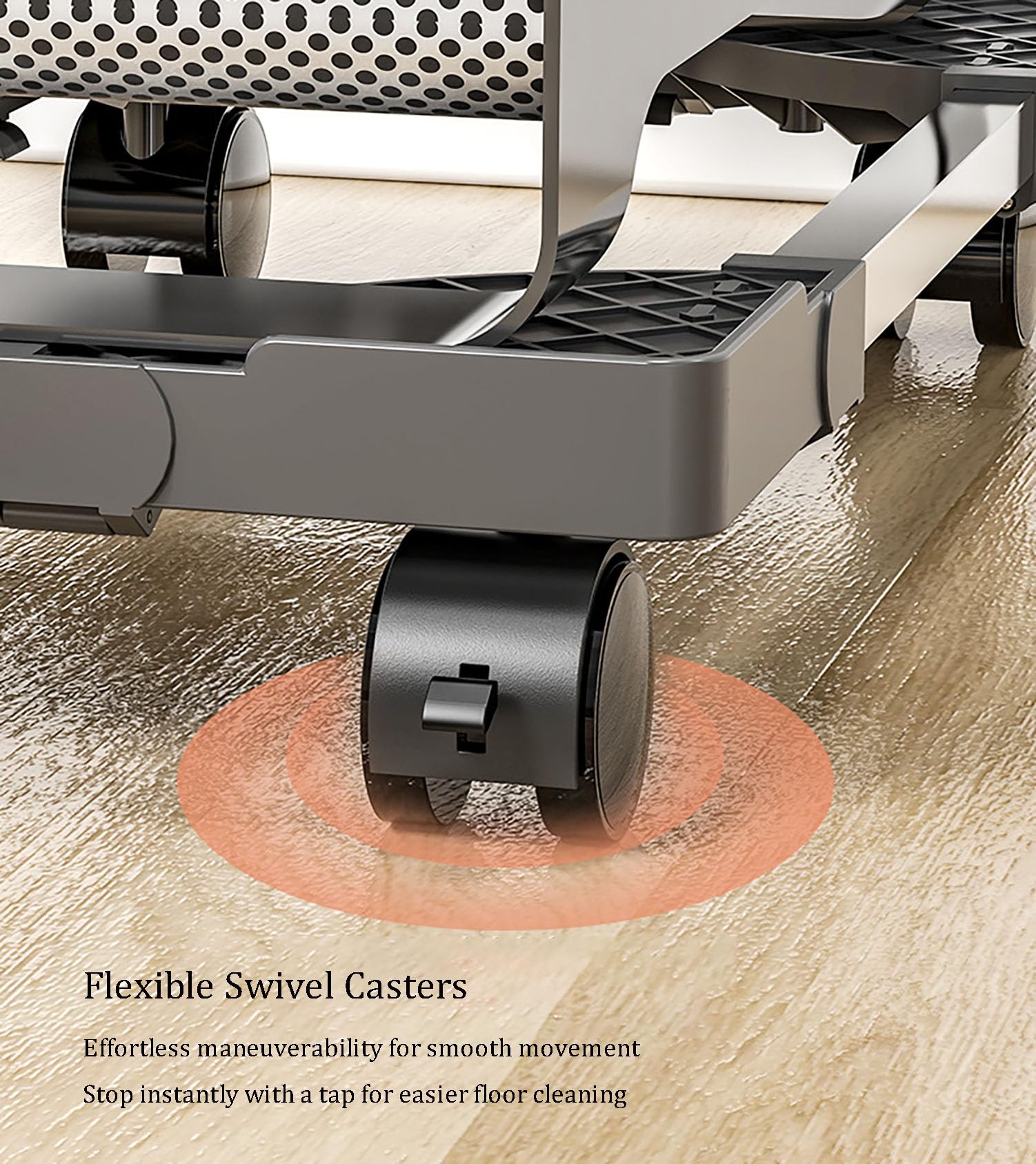 Soporte giratorio de 360° para CPU, soporte de torre para computadora móvil con protección de riel de protección, plástico ABS y metal, altura ajustable, diseño ventilado, montaje en suelo con ruedas