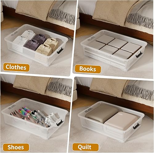 Miniatura 7 de Xyskin Contenedor organizador de 50 cuartos de galón debajo de la cama con tapas de cierre, caja de almacenamiento grande con ruedas para garaje,