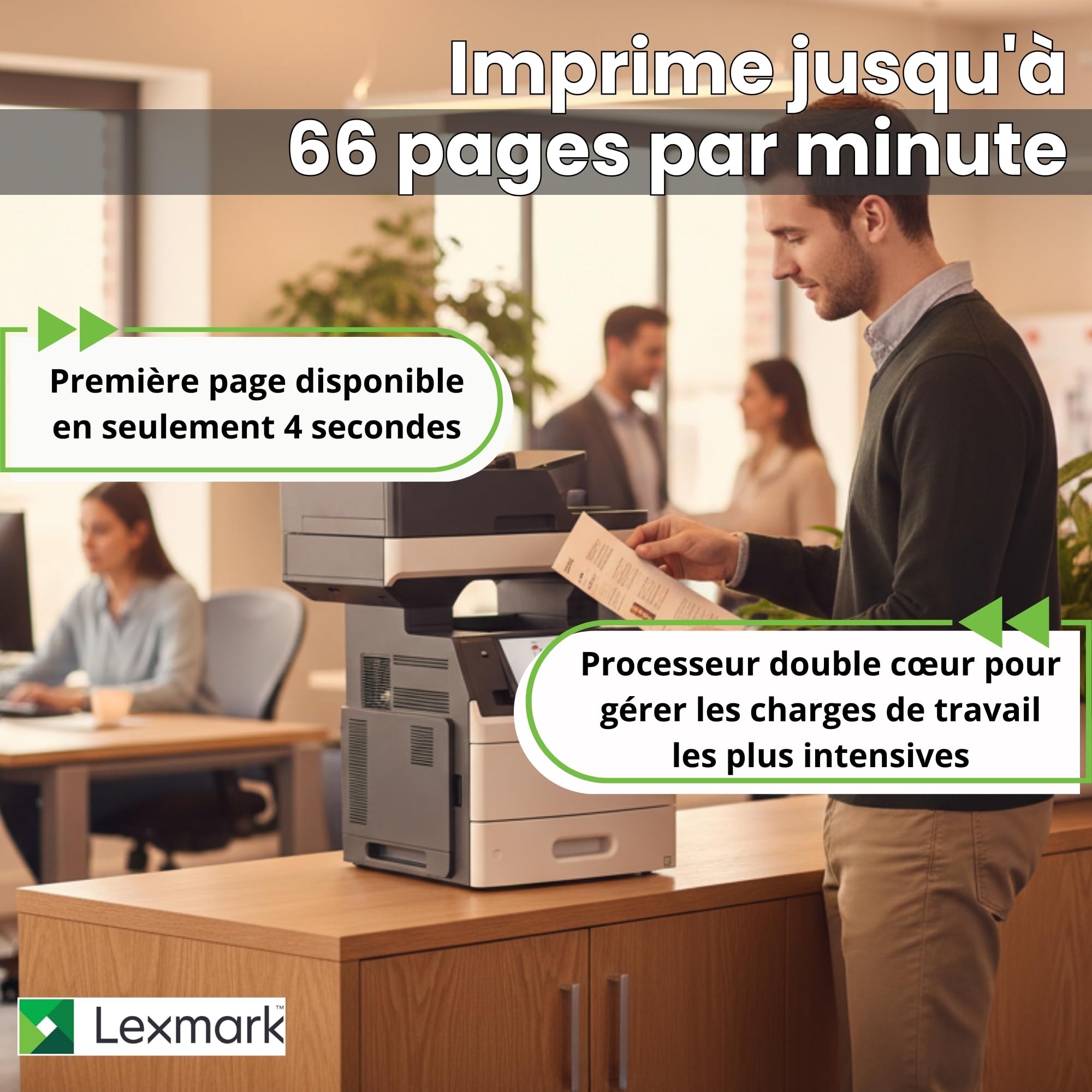 Lexmark MX711de Imprimante Multifonction Laser Monochrome A4 Noir et Blanc 70 ppm Recto Verso Fax Ethernet