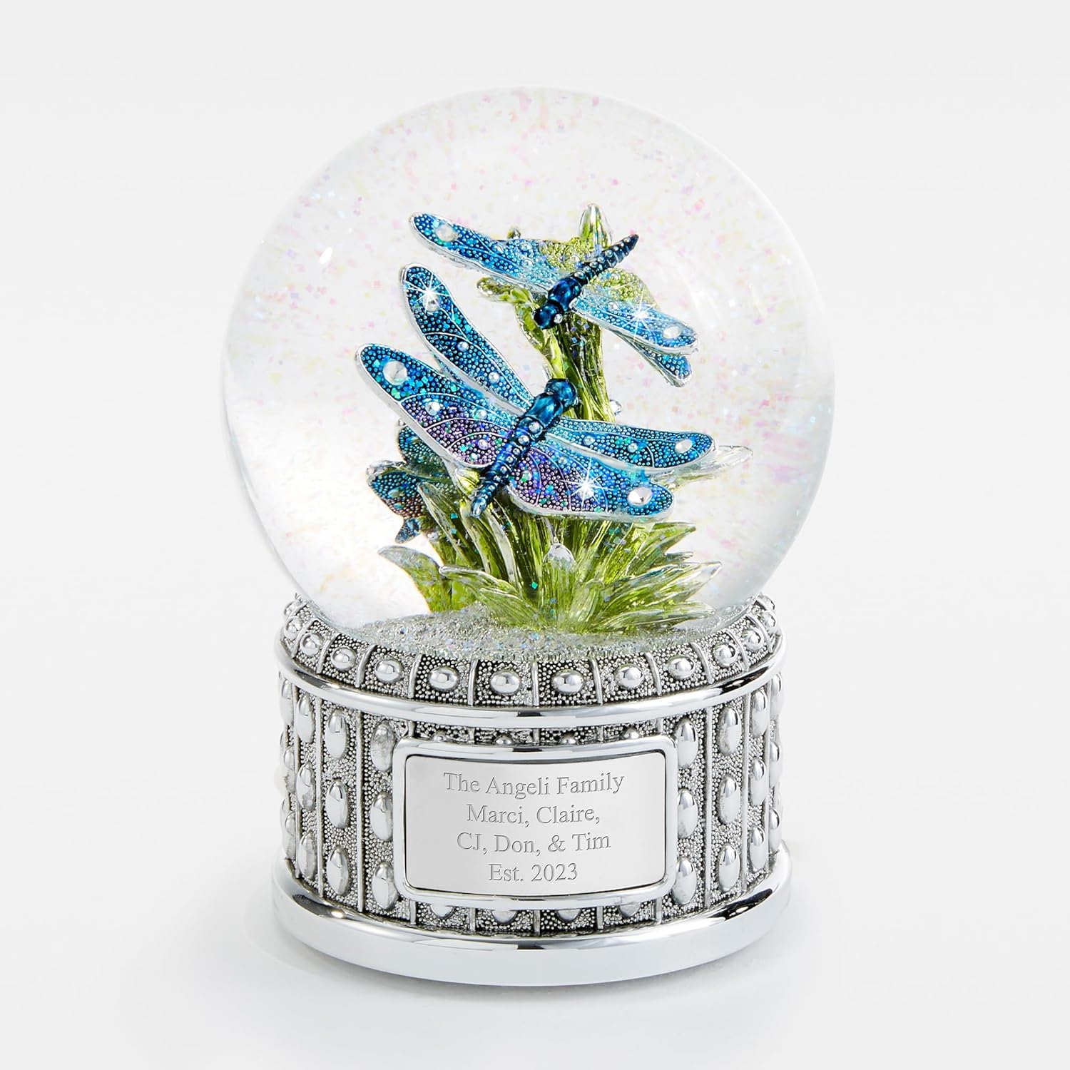 Things Remembered Personalized Engraved Jeweled Dragonfly Musical Snow Globe (Free Customization), Plays Flower Song Music