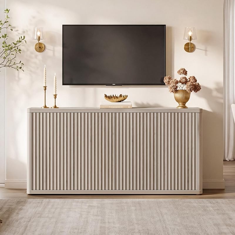 SICOTAS 65" TV Stands for Living Room Bedroom Tall TV Console with Storage image 2