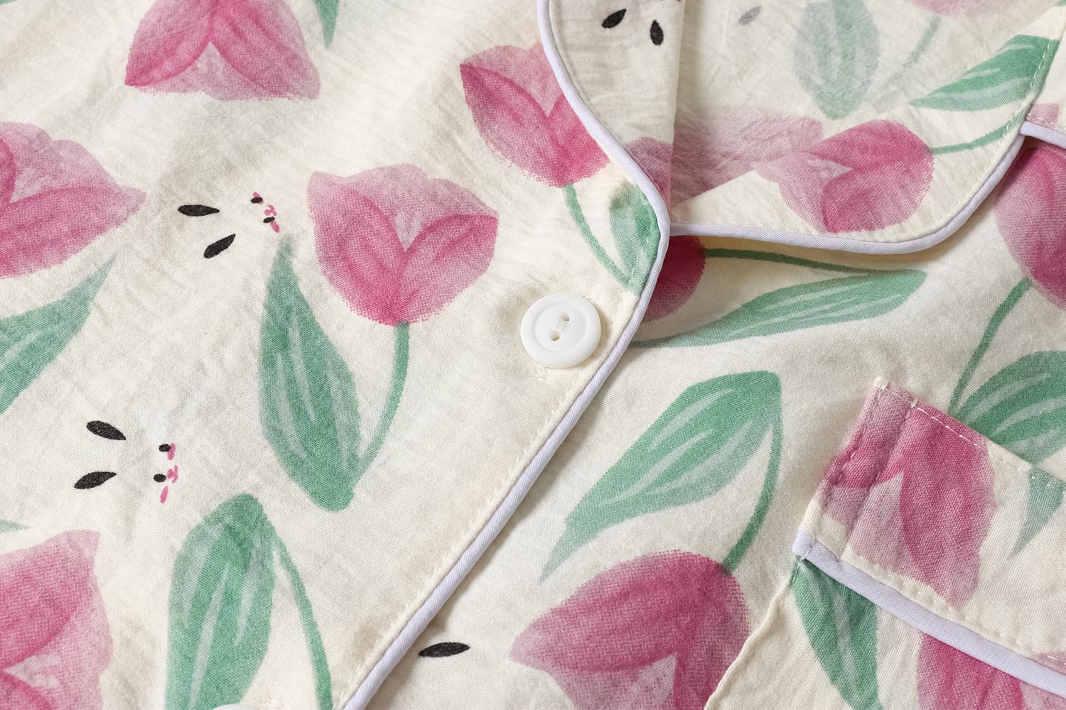 Vopmocld Big Girls Button Down Pajama Sets Crepe Soft Lapel Shirt Sleepwear Printed Lounge Set Long Sleeve Long Pants Nighty - Image 5