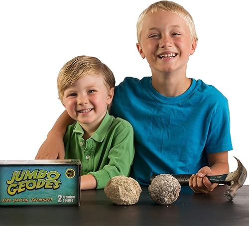 Miniatura 6 de Abre 2 geodas grandes  Abre tu propia geoda grande con cristales, kit de ciencias de la Tierra para niños para aprender geología, regalos para