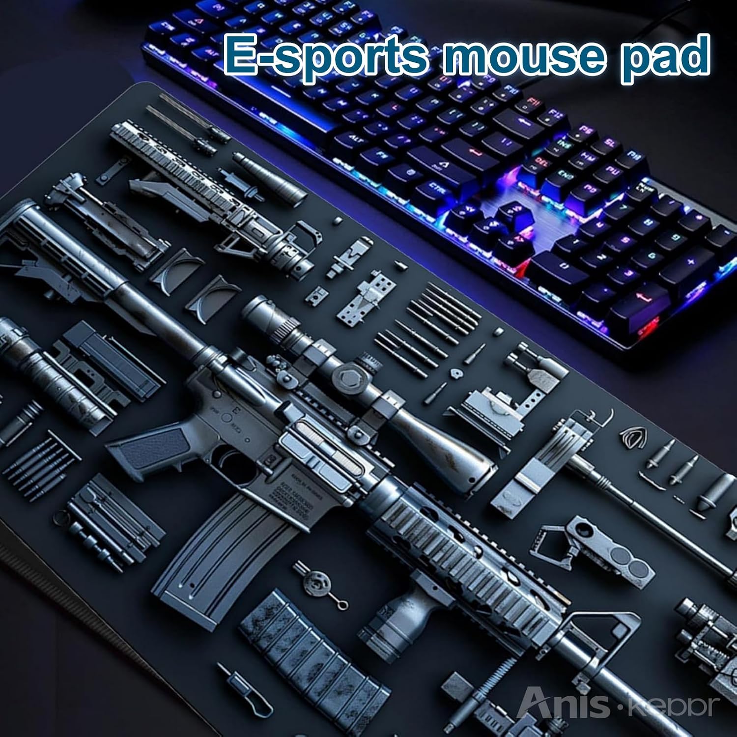 Large Gaming Mouse Pad Military Weapon Pattern Non-Slip Desk Mat