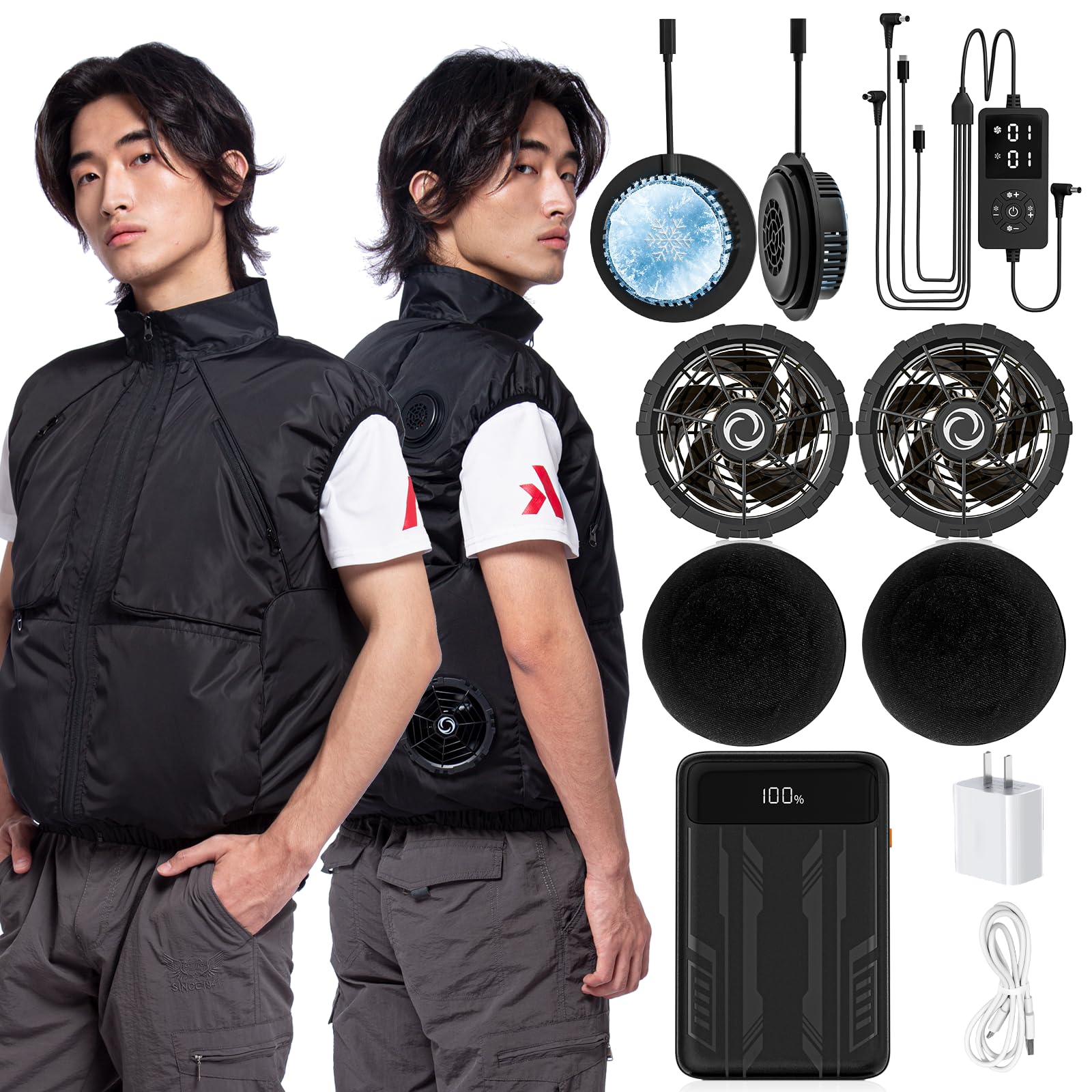 Amazon.co.jp: [Hon&Guan] ファン付きベスト ペルチェ冷却服 【2冷却器