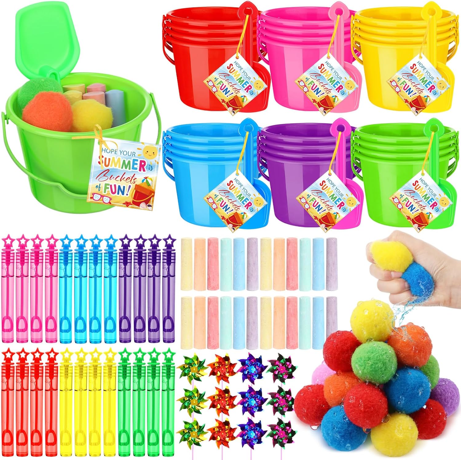 Chivao 144 Pcs Summer End of Year Student Gifts Pool Beach Party Favors Summer Student Gifts Bulk from Teachers Sand Bucket Shovels sidewalk for School Classroom Pool Toys Party Supplies