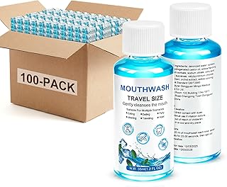 Travel Mouthwash Bulk, 1.2 oz/35 ml, Mild Mint (100-PACK) | Mini Mouthwash Bulk, Freshens Breath, Portable, Ideal For Travel, Hotels, Work, And Dates