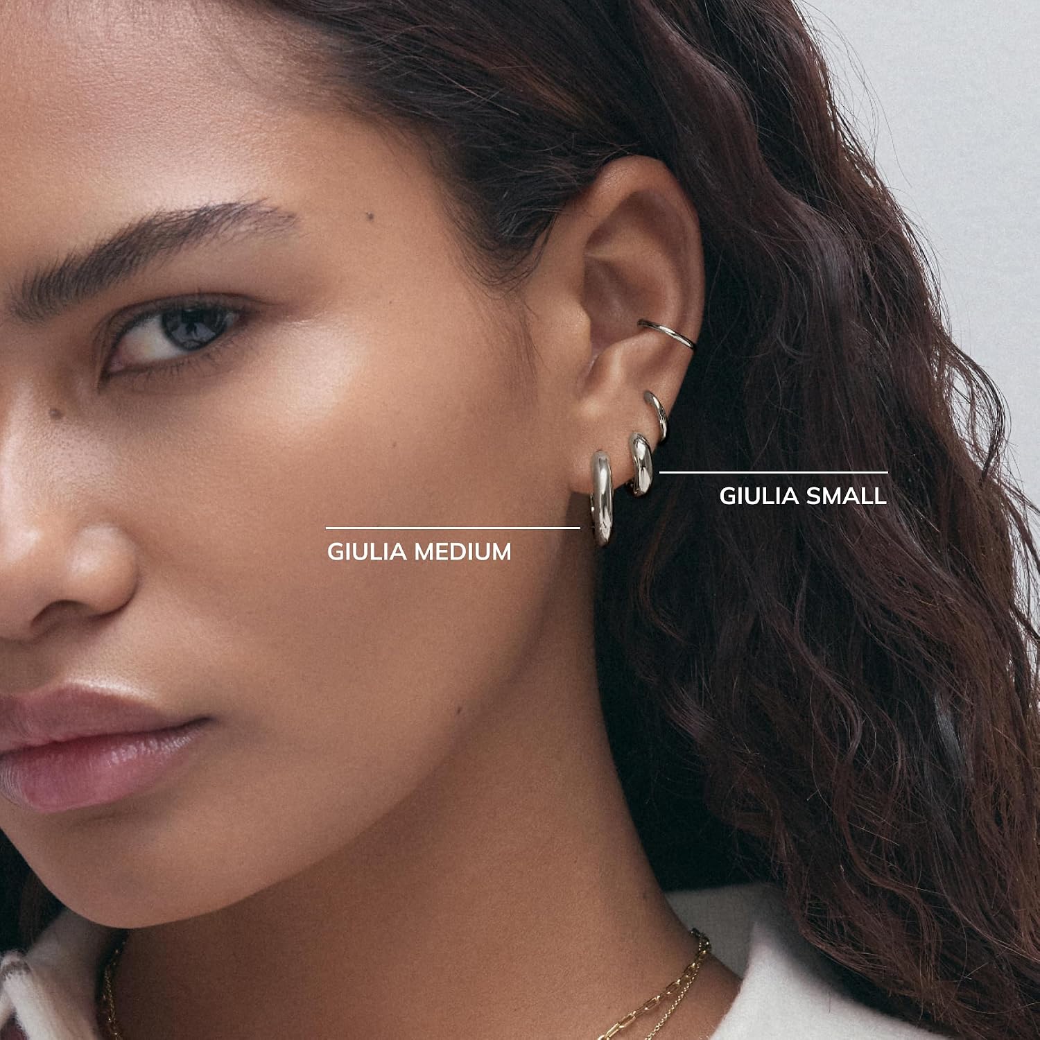 Ana Luisa Giulia Huggie Hoop Earrings for Women - Hypoallergenic Water-Resistant Tarnish-Free Chunky Earrings for Women - 14K Gold Plated & Silver Rhodium Plated Hoops - Small, Medium & Large Size