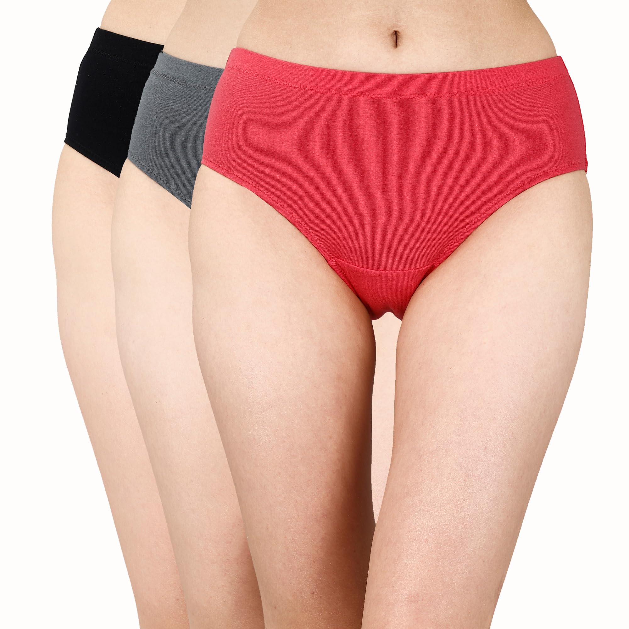 soie Women's High Rise Full Coverage Solid Colour Cotton Stretch Hipster Panty (Pack of 3)-picture-12