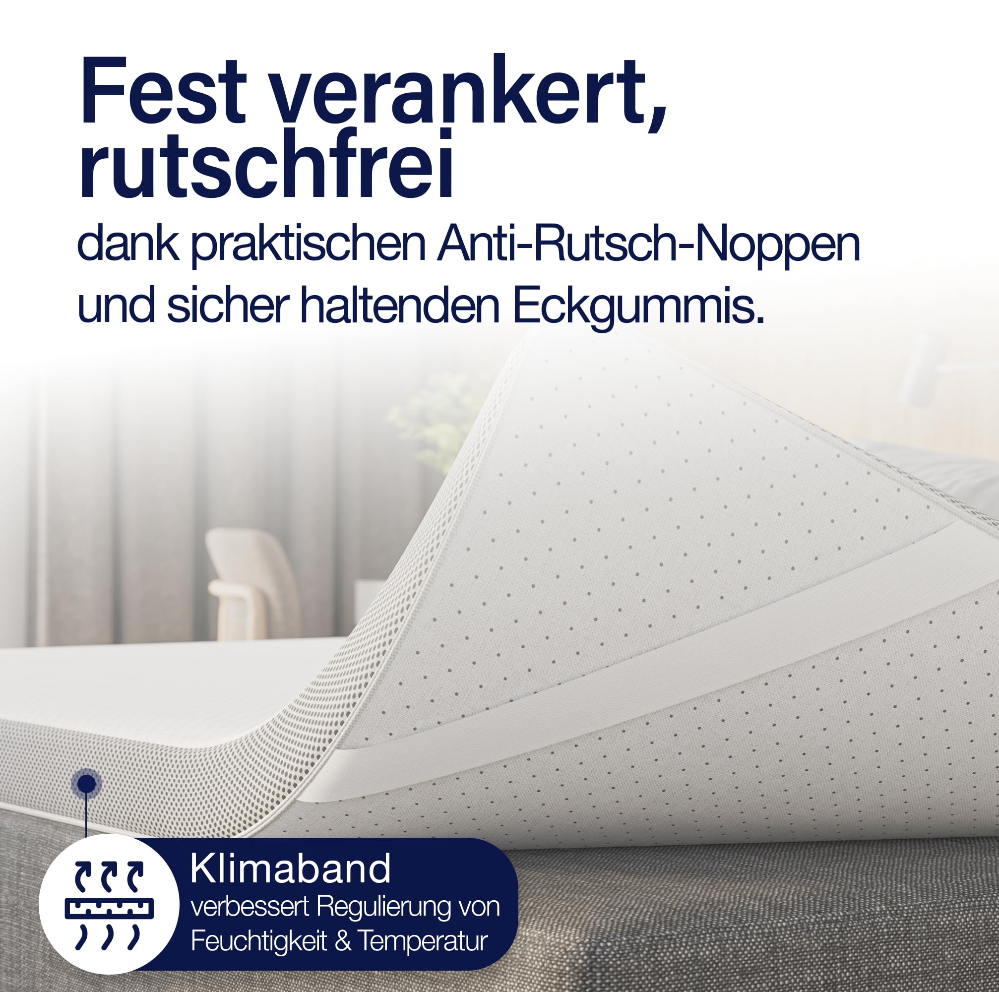 KNERST Matratzentopper 90x200, Memory Foam, 2 Härtegrade, Made in Germany | Topper Memory Foam & Komfortschaum, H2 & H3, OEKO-TEX, atmungsaktiv, waschbarer Bezug, Anti-Rutsch, Matratzen Topper