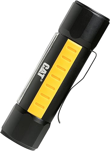 Cat CT3410 - Luz táctica de aluminio de doble haz, haz superior de 275 lúmenes, luz de panel de inundación de 200 lúmenes, negroamarillo