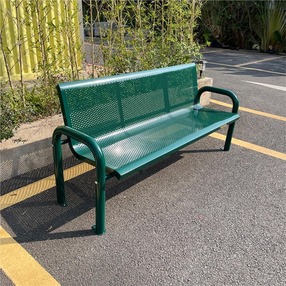 Outdoor Bench, Outdoor Bench, 2-Person Iron Garden Chair for Park & Courtyard, Green Patio Bench