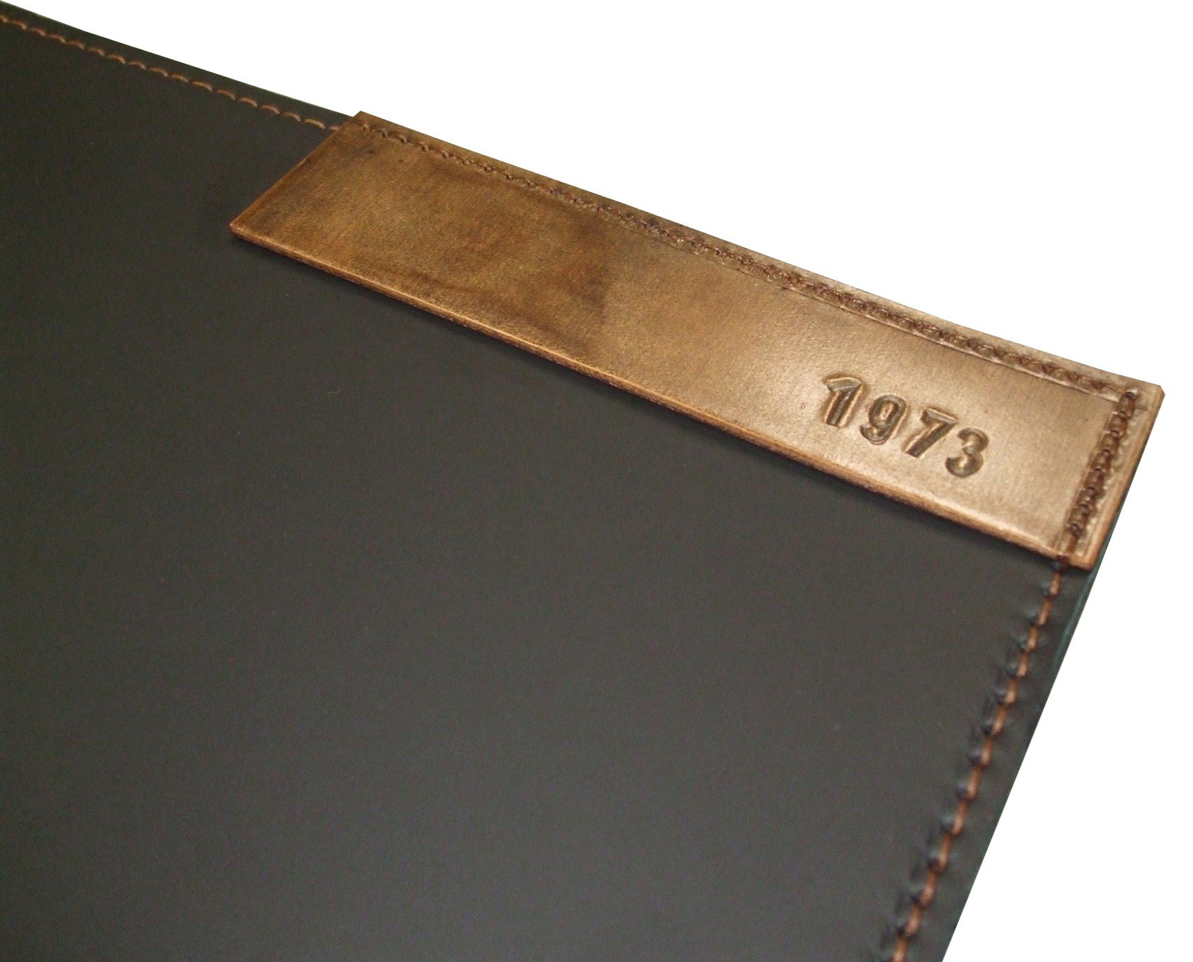 Schreibunterlage Schreibtischunterlage echt Leder ca. 70 x 46 cm Antik schwarz Jahreszahl 1973