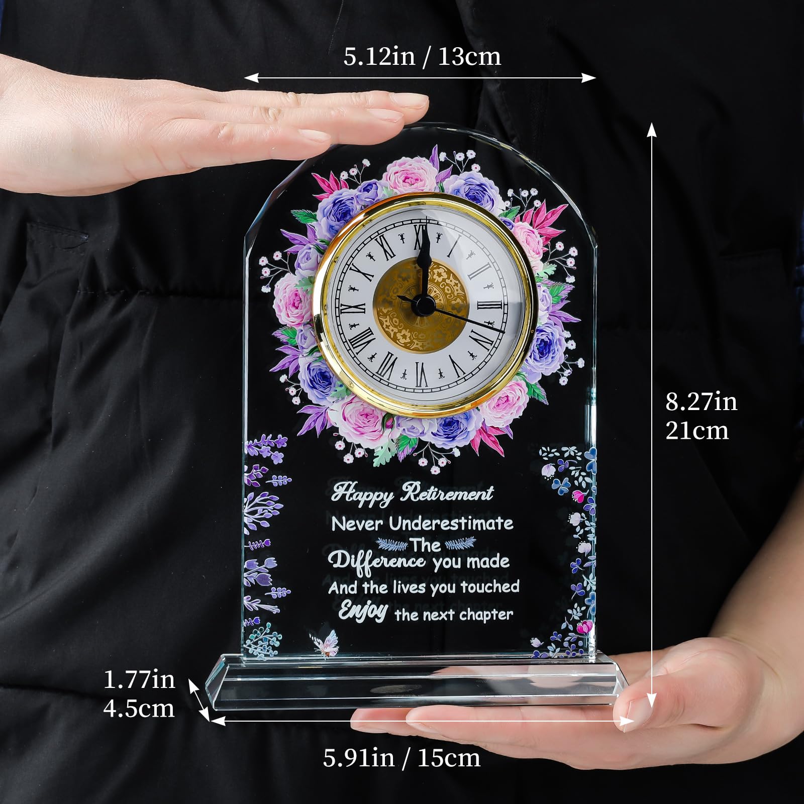 Regalo di pensionamento per donne, orologio da scrivania in vetro ricordo divertente targa regalo per amici, capo, insegnante, collega, infermiera