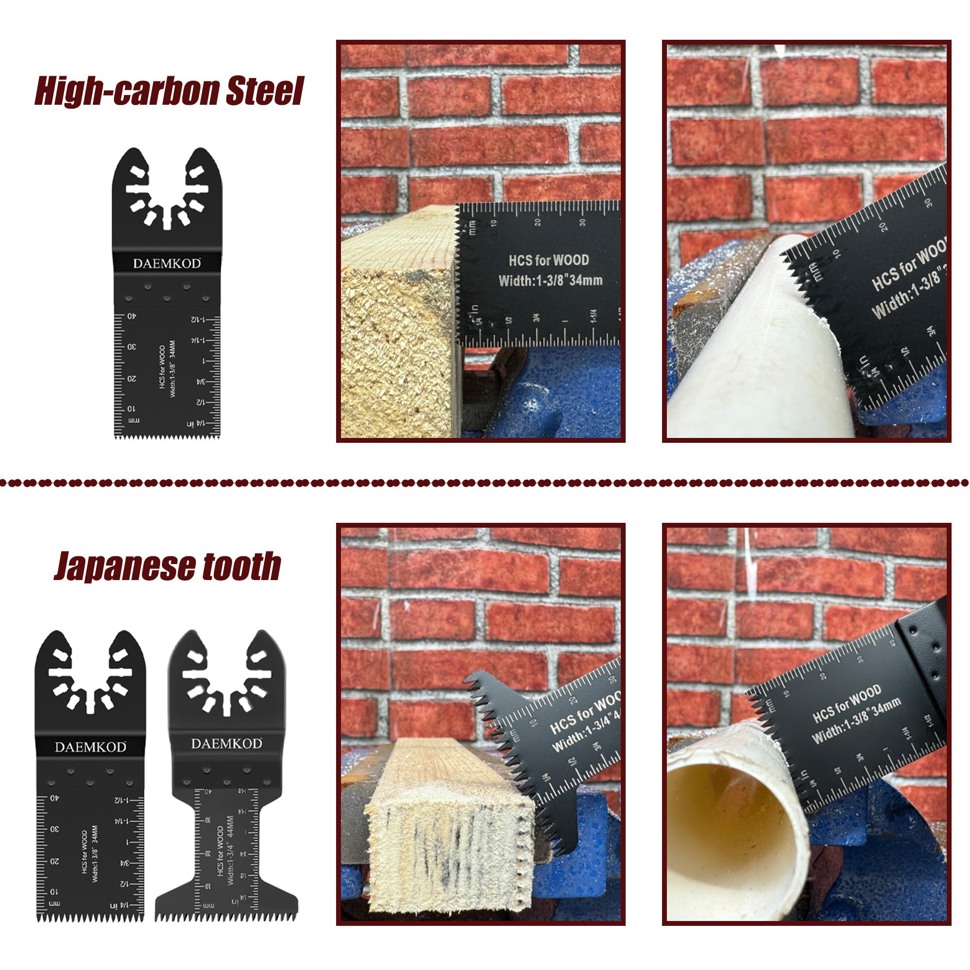 Paquete de 55 cuchillas oscilantes, cuchillas profesionales multiherramienta para clavos de metal, material duro y plástico de madera, kits de cuchillas multiherramienta para accesorios de