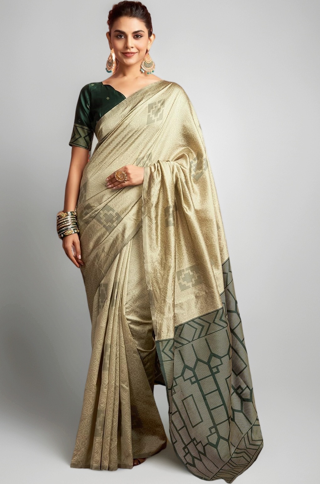 SAMAH Women's Banarasi Silk Jacquard Saree with Unstitched Blouse Piece