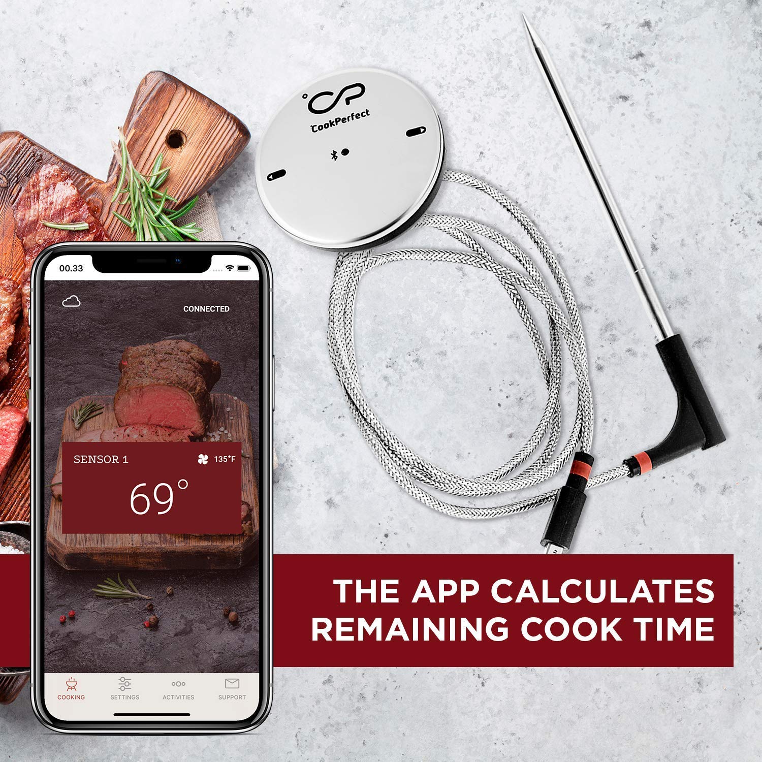 CookPerfect New Smart Wireless Meat Thermometer with 400ft Bluetooth