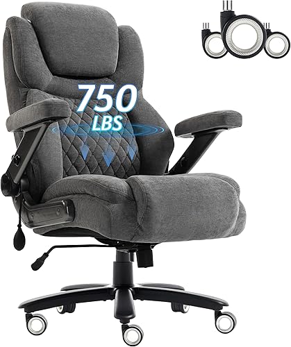 Vista 12 de Silla de oficina grande y alta de 750 libras, silla de oficina ejecutiva con reposacabezas ajustable y soporte de airbag lumbar, silla de escritorio