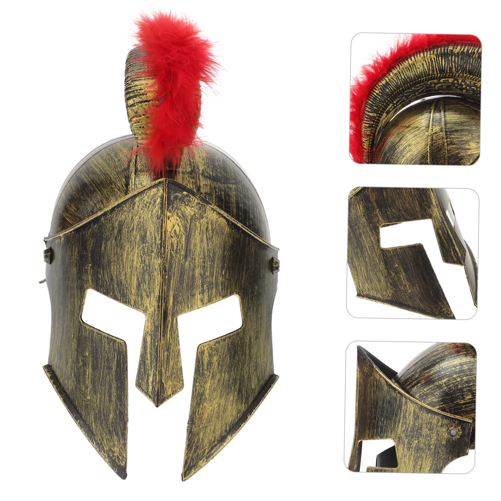 PartyKindom Casco de Guerrero Espartano Dorado para Fiesta y Mascarada, Sombrero de Pvc Cómodo y Divertido Estilo Clásico Único para Disfraces Festivos
