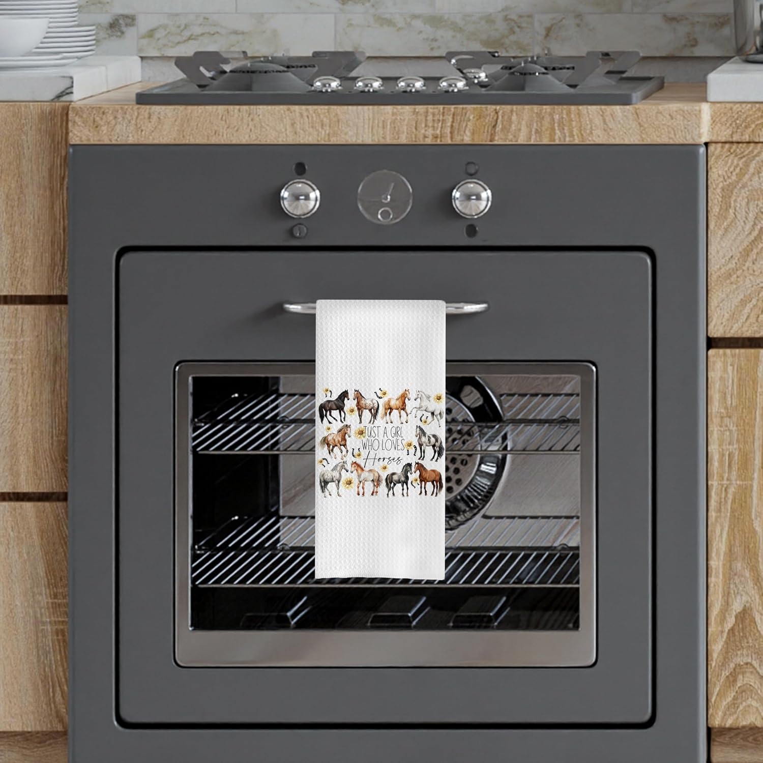 Horse Gifts Kitchen Towels - Horse Gifts Decorative Waffle Dish Towels, Hand Tea Towel for Bathroom Kitchen, 16x24 Inch - Image 2