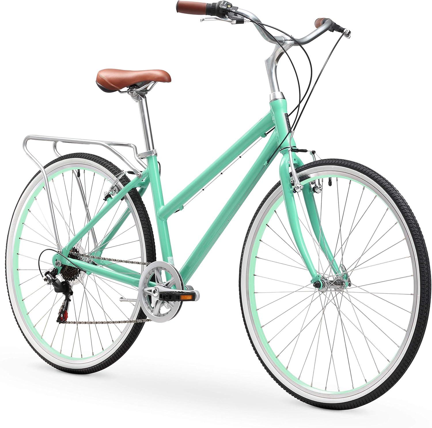 sixthreezero Explore Your Range Women's Road Bike, Adult Hybrid Bicycle with Rear Rack, 27.5 x 1.5 Inch Wheels, Multiple Speed Options and Colors