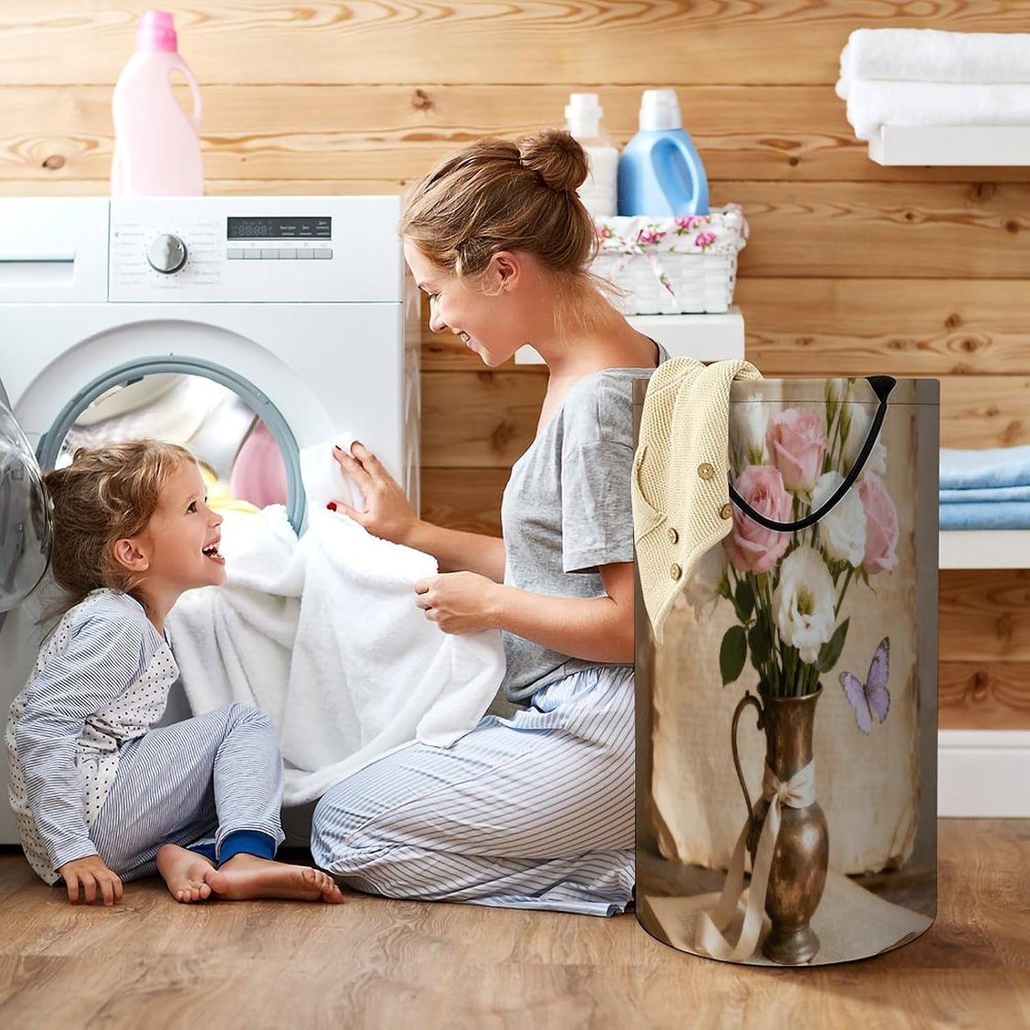 Dirty Clothes Basket Extra Large 110l Open Top Laundry Hamper With Portable Carry Handles, Foldable Waterproof Clothes Basket Spacious Laundry Bag For Bedroom Bathroom Laundry Room Dorm