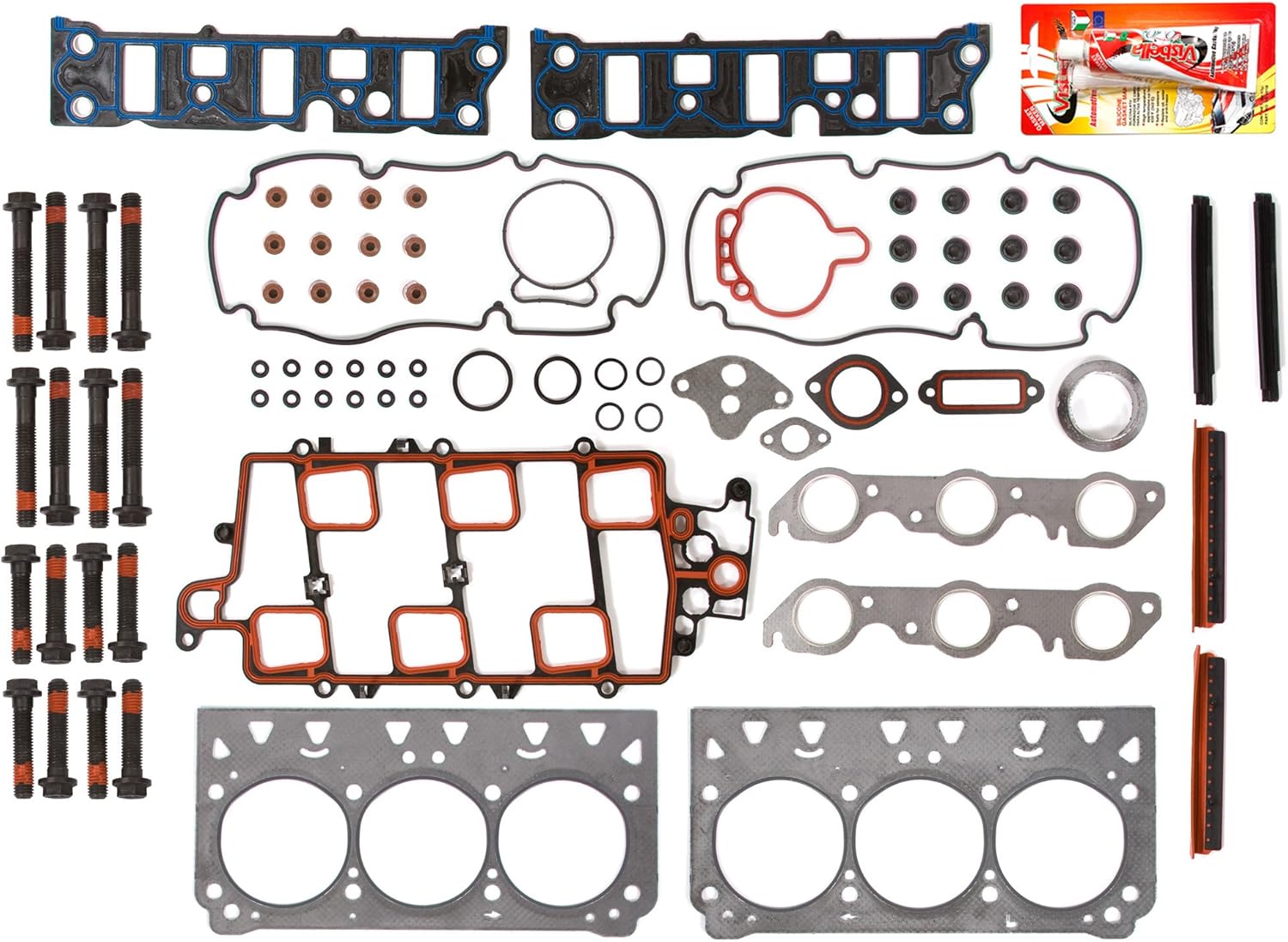 Compatible With 95-05 Chevrolet Buick Oldsmobile Pontiac 3.8 1st 2nd Des Head Gasket Set Head Bolts
