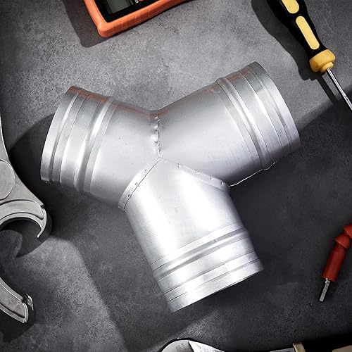 Miniatura 7 de Therwen Divisor de conducto de 4 pulgadas y 3 vías para ventilador de escape en forma de Y, conector de manguera de conducto de metal en forma de Y,