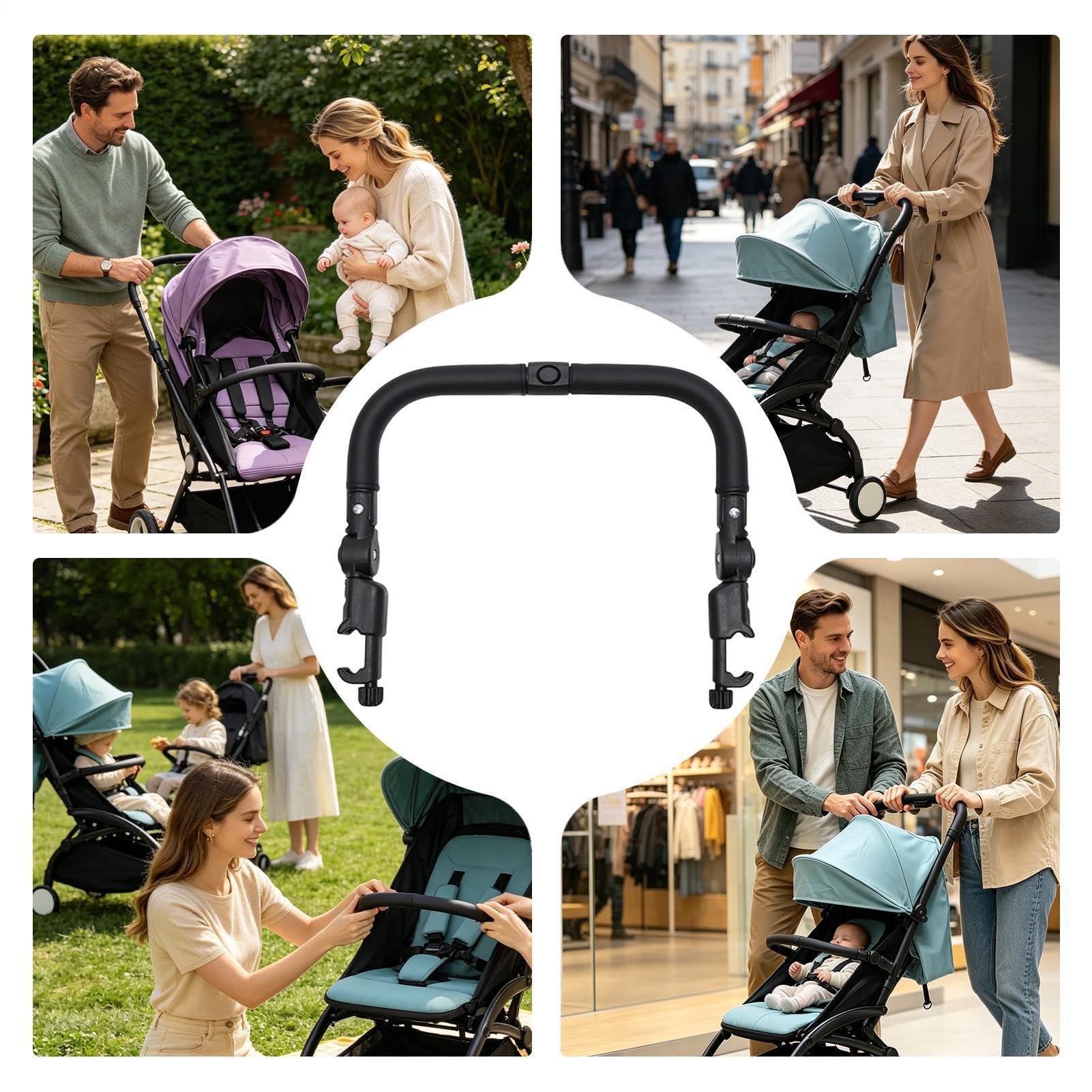 Barra Bracciolo Barra Passeggino Passeggino Pu Sicurezza Regolabile | per Passeggino Barra Protettiva, Barra per Viaggi, Shopping, Passeggiate, Campeggio, Picnic, Gite in Famiglia,