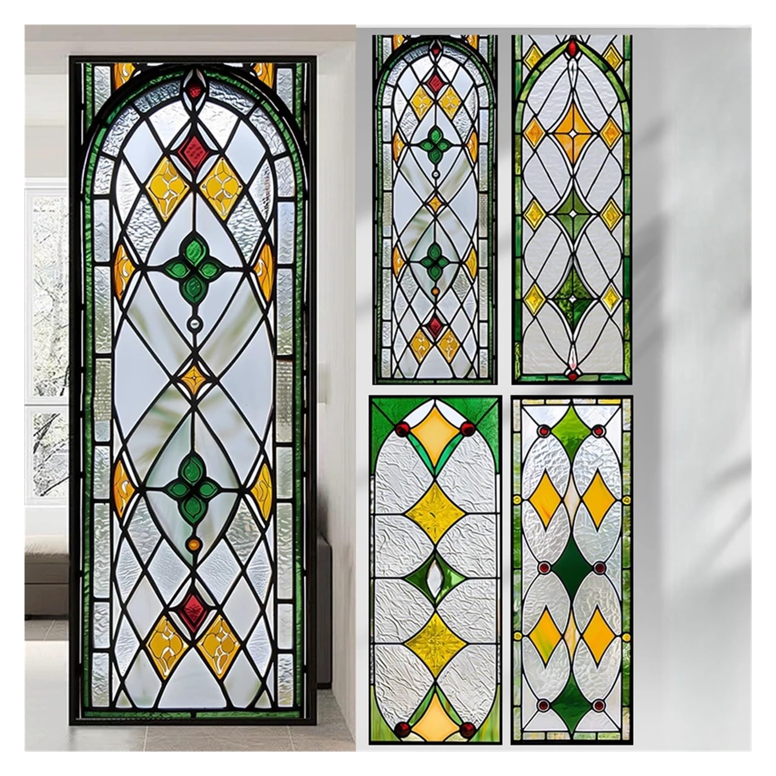 Retro-Fensterfolie Buntglasfolie, Retro-Aufkleber aus elektrostatischem Milchglas, Fensterfolie, Fensteraufkleber, Buntglas Fensterfolie Badezimmer(AZ016,60x100cm)