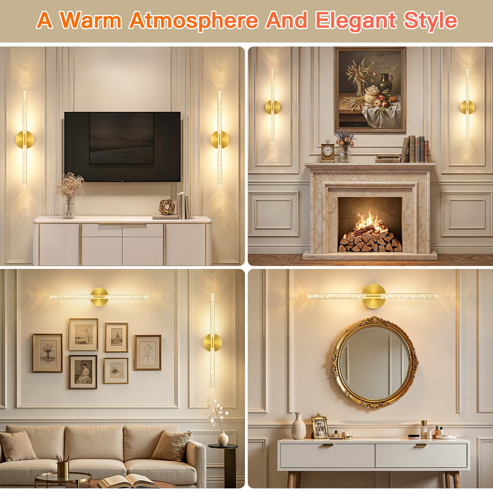 Ketom LED Wandleuchte Innen Akku Gold, Wandlampe Innen Dimmbar, 2 Stück | Akku Wandlampe mit Fernbedienung und Timer, 3 Farbtemperaturen, Drehbar Lampe Wand Aufladbar, Wandbeleuchtung Schlafzimmer