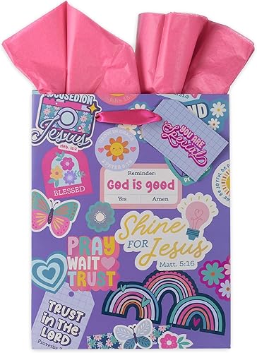 Miniatura 35 de Juego de bolsa de regalo/papel de seda de Christian Art Gifts para mamás "I Love That You're My Mom", rosa, mediano
