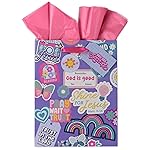Christian Art Gifts Medium Portrait Gift Bag & Tissue Paper Set for Girls: Shine for Jesus Inspirational Scripture, Multicolor Purple & Pink Shiny Stickered Design, You are Special, Cute Satin Handles