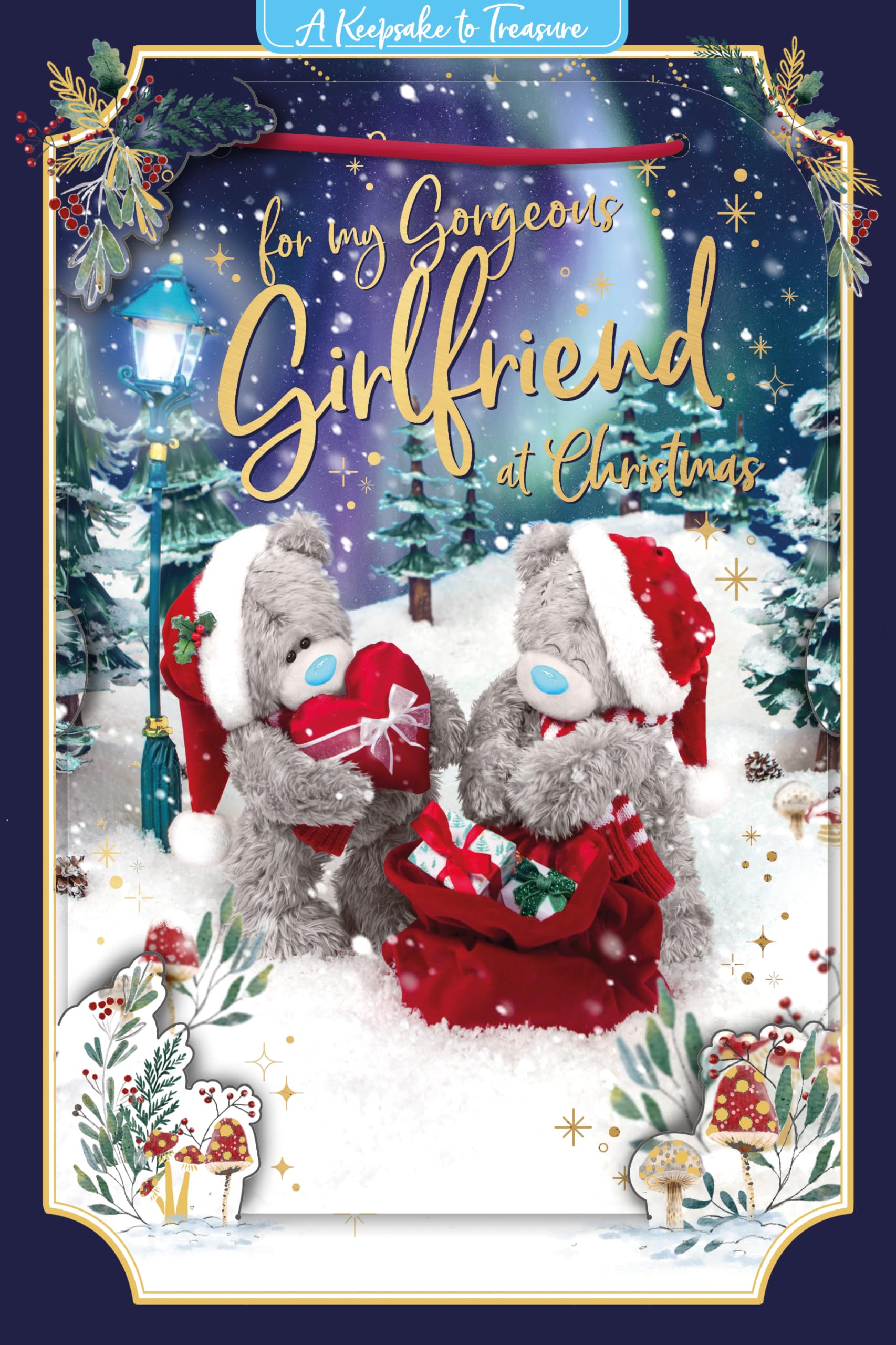 Me To You Tatty Teddy 3D Christmas Keepsake Card For My Gorgeous Girlfriend 6x9ins - Official Collection