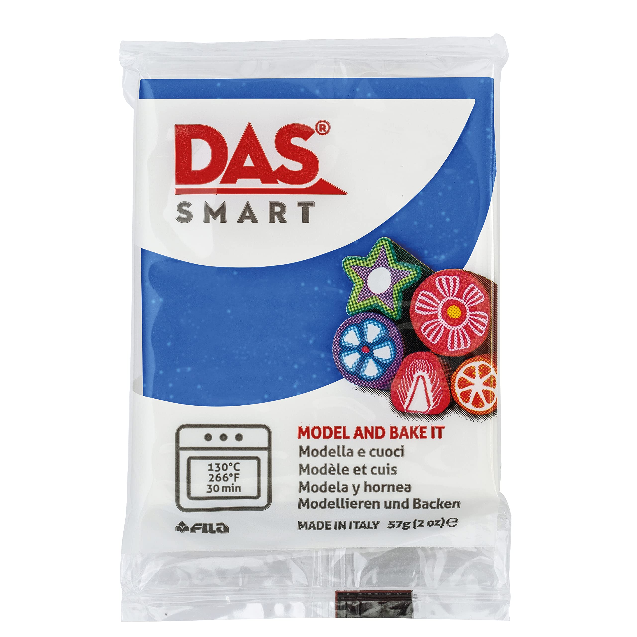 DAS Smart Oven Bake Modelling 57g Clay, Blue Glitter, For Professionals and Hobbyists