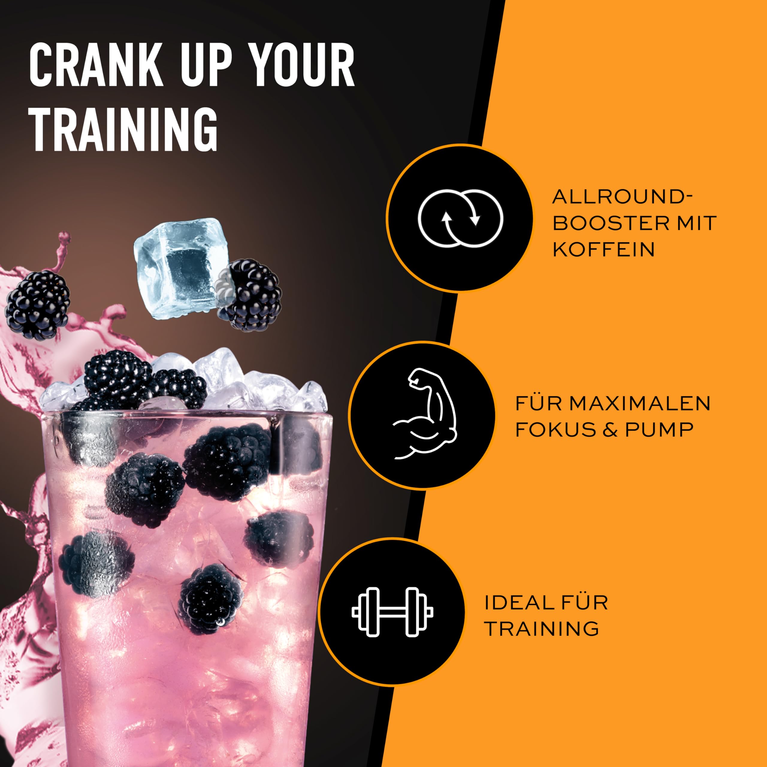 ESN Crank, Blackberry, 380g, Pre Workout Booster mit Koffein, vegan - made in Germany