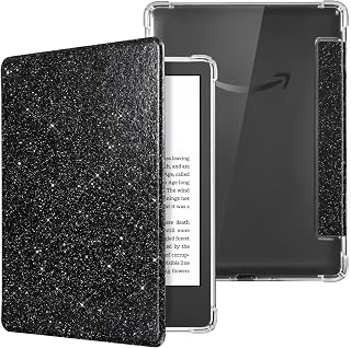 CoBak Case for 6" Kindle 11th Gen (2024 and 2022 Release) - Ultra Slim Transparent Clear TPU Back Shell Protective Cover with Auto Wake/Sleep for Kindle 11th Generation 2024 Release, Glitter Black