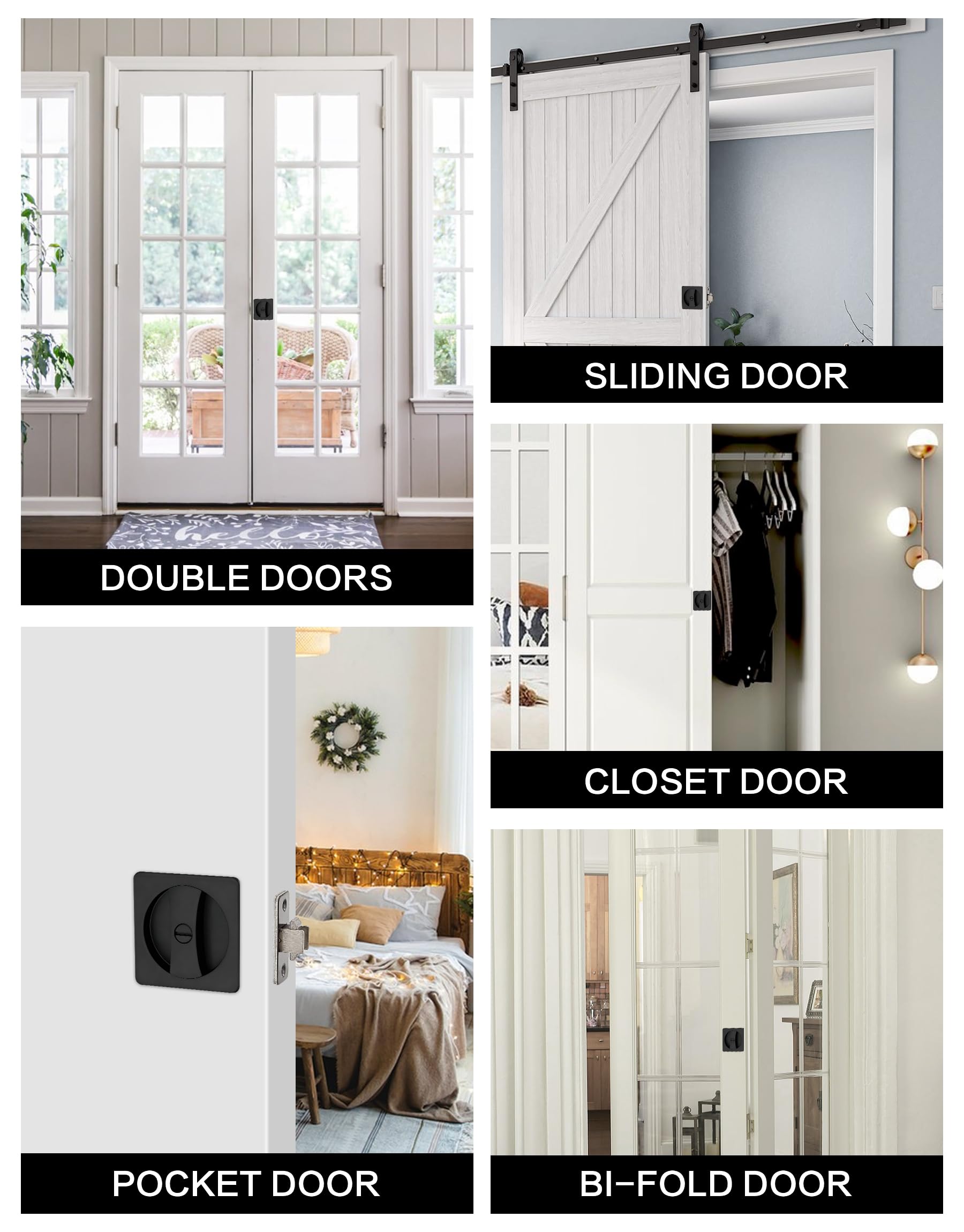Lethato Pocket Door Hardware Pocket Door Lock Black Rounded-Corner 1Pack — Amazon image 5
