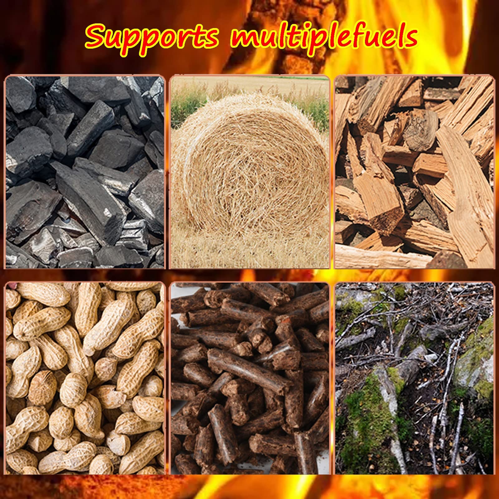 Generico Stufa a Legna in ghisa Resistente per Campeggio e Riscaldamento Domestico - Riscaldatore Multifunzionale a Carbone e Legna da ardere, Supporta più combustibili, Dimensioni: 37x36x48,5 cm (14