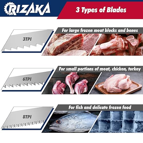 Miniatura 3 de Paquete de 6 hojas de sierra recíproca para carne congelada, hueso, pescado  3TPI 12 pulgadas (11.811 in)0.047 in x 2 piezas, 6TPI 6 pulgadas (5.984
