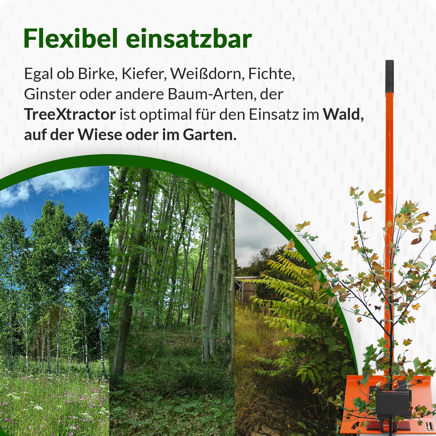 TreeXtractor mit Xbase Wurzelstock Entferner mit Stützfuß für Stämme bis 5cm