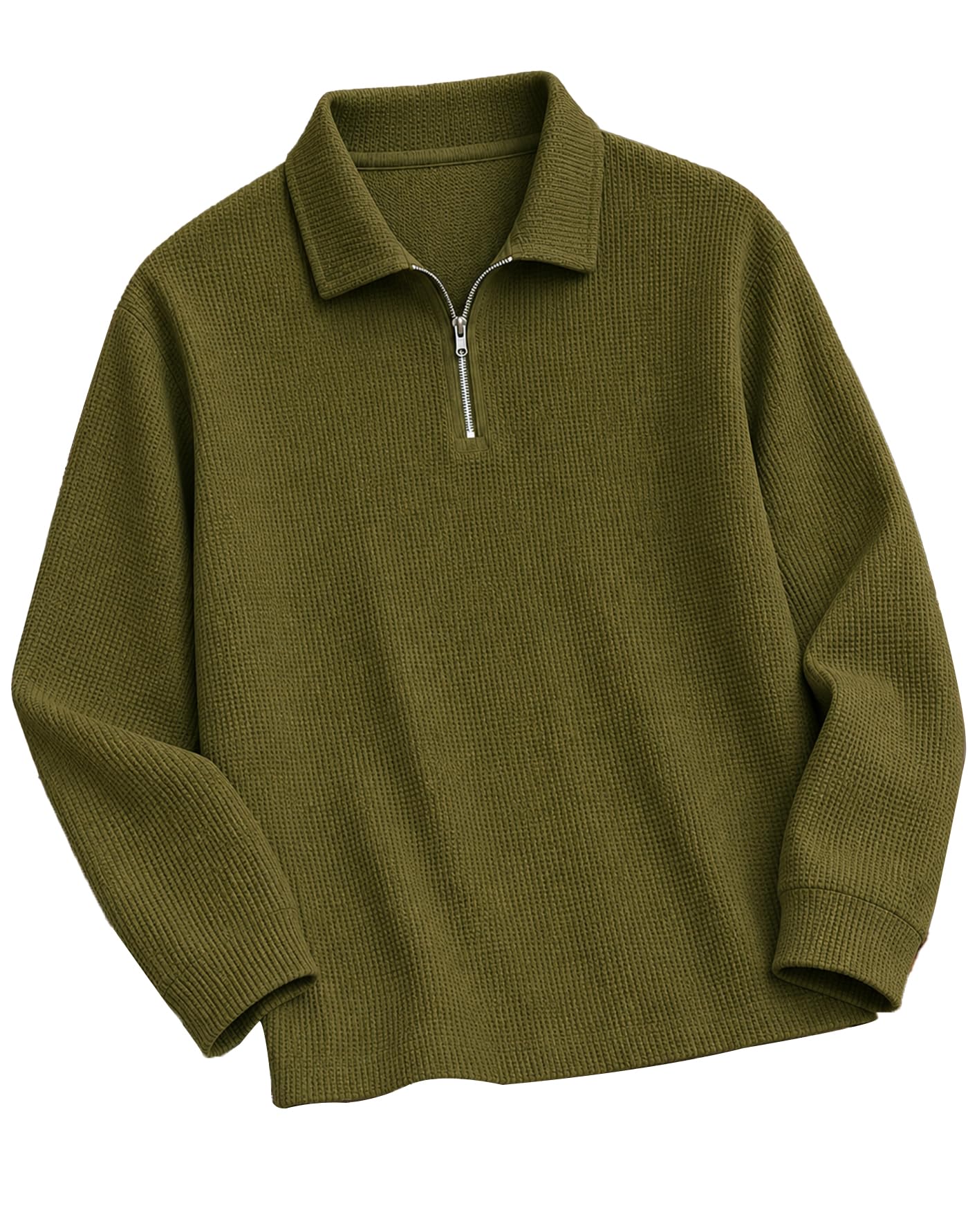 ausk Men's Waffle Knit Textured Full Sleeve Polo T-Shirt | Cotton Blend Regular Fit Zip Polo Neck Solid Smart Casual T Shirt for Men | Casual Wear, Travel & Weekend Wear Tshirt for Men-picture-51