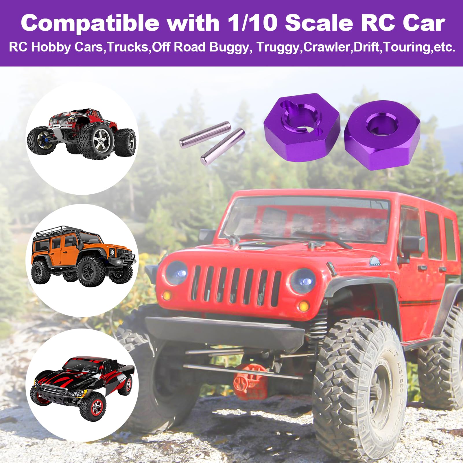 HobbyPark 12mm Aluminum Wheel Hex Drive Hub Adapters (4P