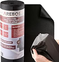 Arebos Weed Control Fabric, Water Permeable, 50 g/m², Weed Control Film & Garden Fleece Against Weeds, Tear-Resistant & UV-Stabilised, Floor Fleece for Beds, Paths and Gravel (1 x 50 m)