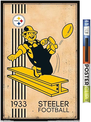 Miniatura 5 de Trends International NFL Pittsburgh Steelers - Póster de pared con logotipo retro 14, 14.725 x 22.375 pulgadas, versión prémium sin marco